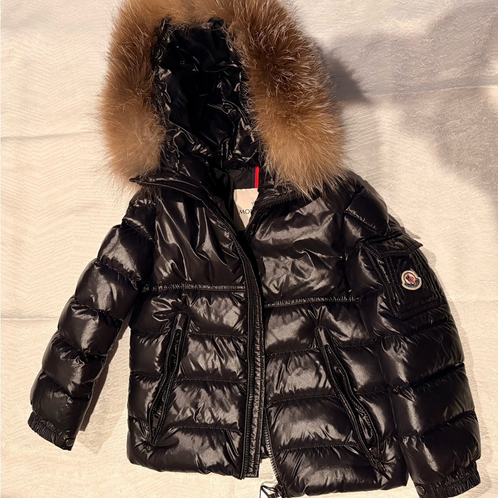 Moncler Black Jacket with Fur Trim